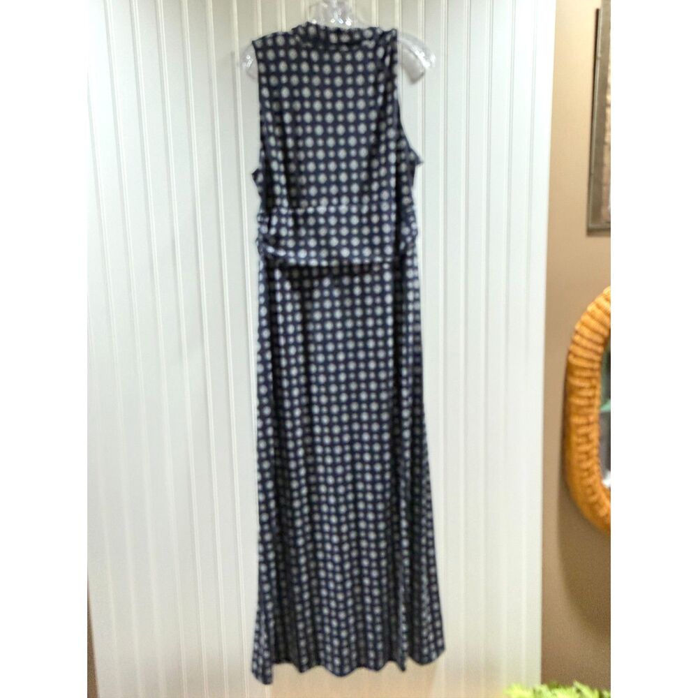 Vince Camuto Navy Geo print Surplice Maxi Dress XL Resort Wear, Preppy, Coastal - Picture 3 of 8